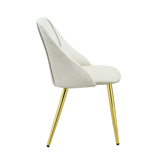 Upholstered Faux Leather Metal Dining Side Chairs (Set of 2) - White