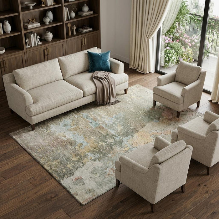 10' X 14' Abstract Washable Area Rug With UV Protection (692166) - Brown / Beige / Blue