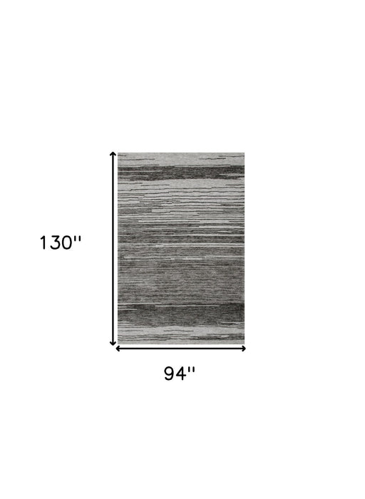 8' x 11' Abstract Power Loom Distressed Non Skid Area Rug - Gray And Black
