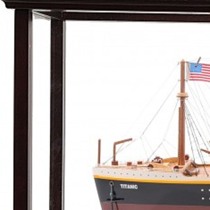 Hand Painted 1912 RMS Titanic Large Display Case Model Boat - Black / Red