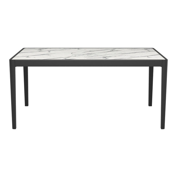 65" Faux Marble And Solid Wood Dining Table - White