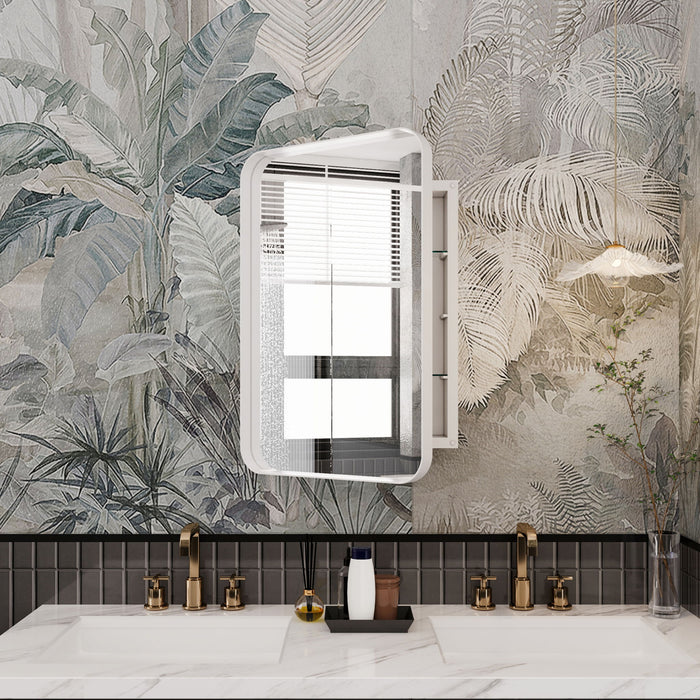 Giga recessed metal framed bathroom medicine cabinet with mirror, adjustable shelves, wall-mounted storage for bathroom organization