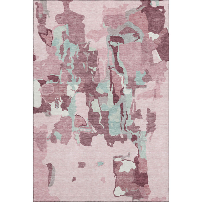 10' X 14' Abstract Washable Area Rug With UV Protection (680747) - Pink / Sky Blue / Ivory