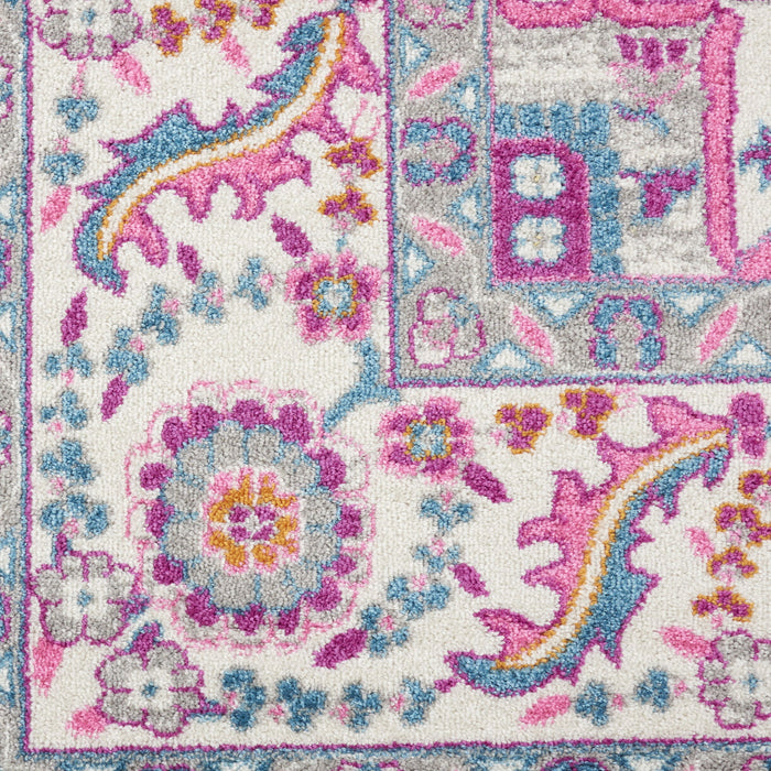 9' x 12' Floral Power Loom Area Rug - Gray and Beige