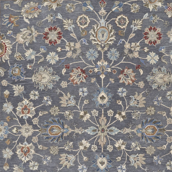 10' x 14' Wool Floral Tufted Handmade Stain Resistant Area Rug - Gray Ivory And Red