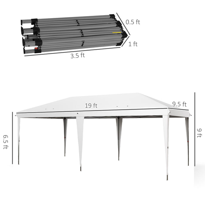 Giga Outsunny 10x19.2-foot heavy-duty pop-up canopy tent with sun shade, outdoor shelter, and carry bag for events and parties.