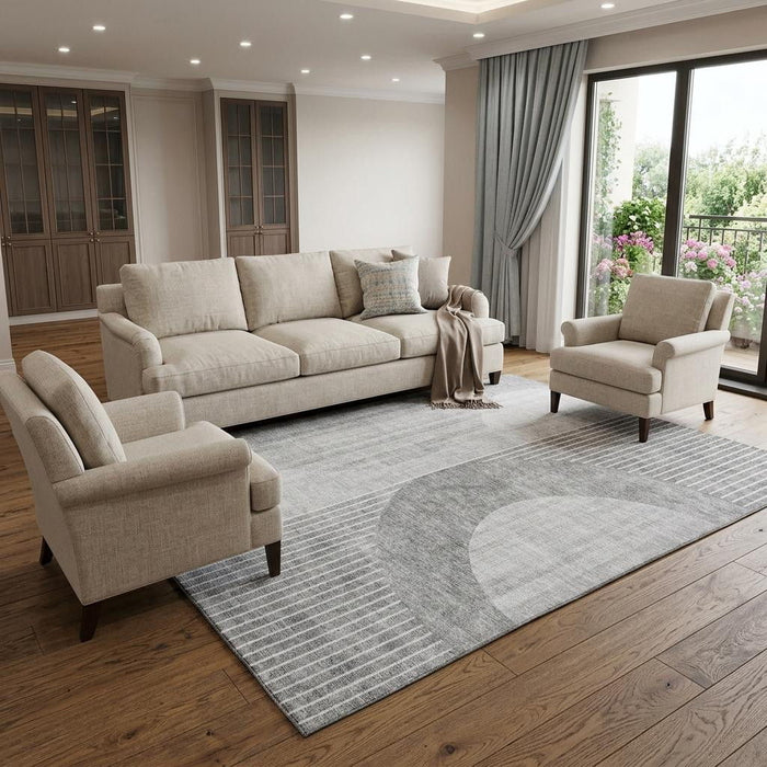 10' X 14' Geometric Washable Area Rug With UV Protection (655746) - Gray / Silver