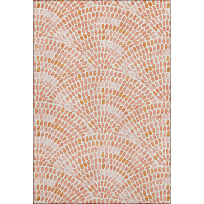 8' X 10' Geometric Washable Area Rug With UV Protection (645838) - Peach / Ivory