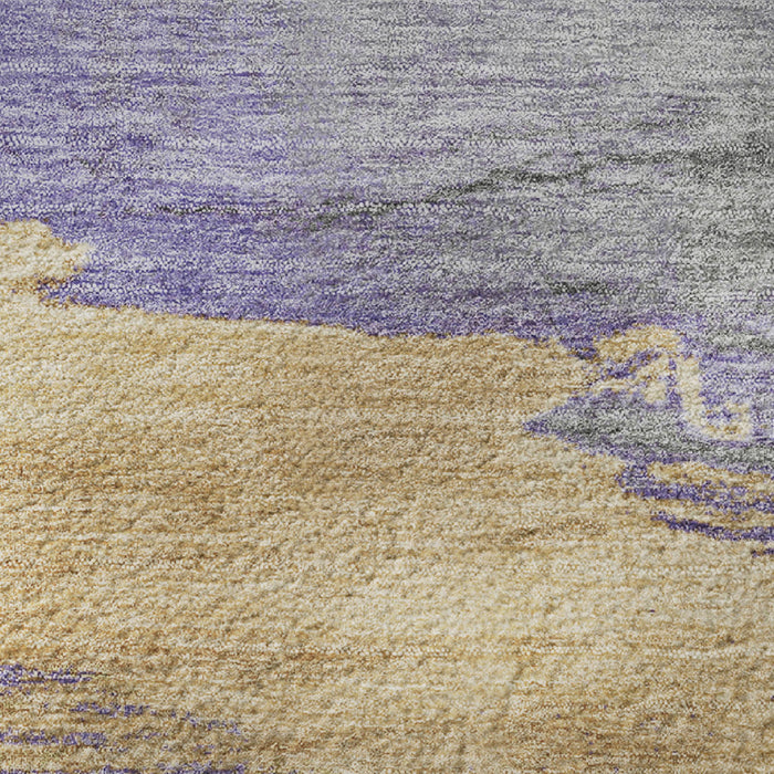 10' X 14' Abstract Washable Area Rug With UV Protection (706679) - Lavender / Gold / Ivory