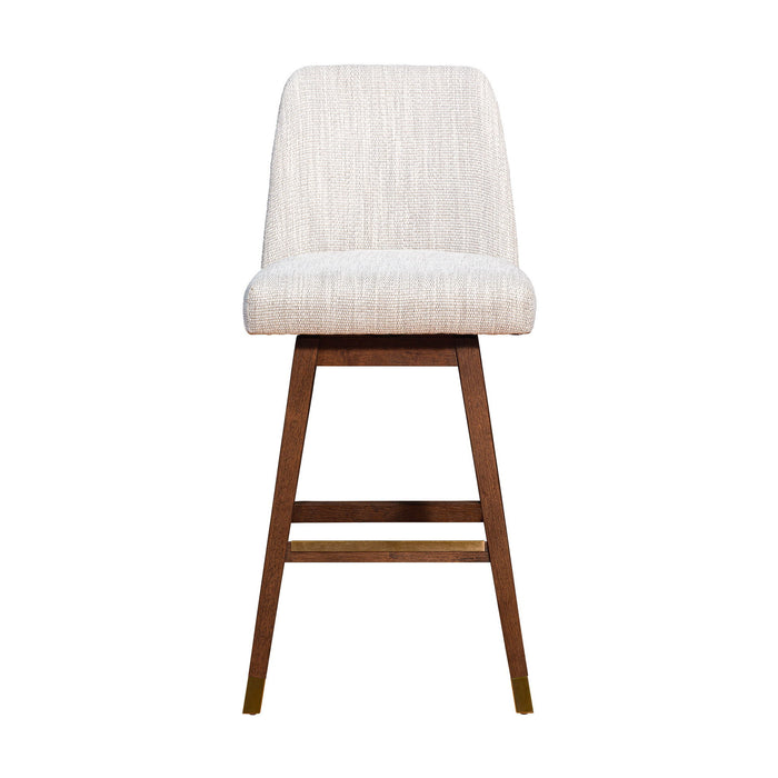Solid Wood Swivel Bar Height Bar Chair - Beige And Brown
