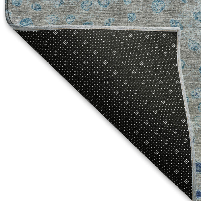 10' X 14' Polka Dot Washable Area Rug With UV Protection (693252) - Gray / Ivory / Blue