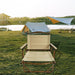 Set of four Giga brown foldable and portable chairs with armrests, suitable for indoor and outdoor use.
