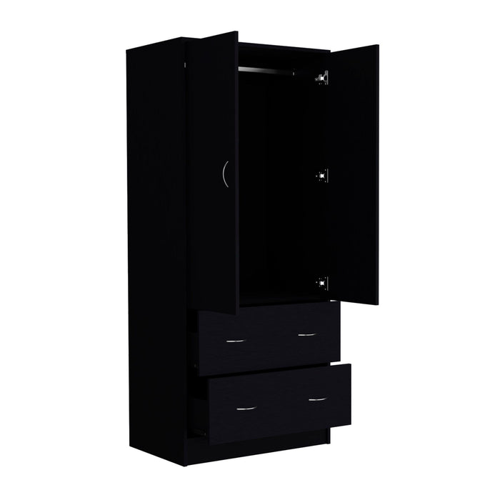 71" Two Door Two Drawer Combo Dresser - Black