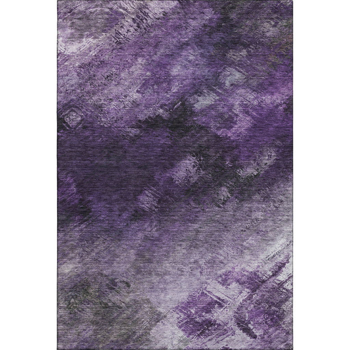 10' X 14' Abstract Washable Area Rug With UV Protection (650524) - Purple / Gray / Ivory