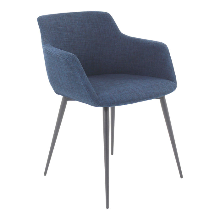 Upholstered Fabric Dining Arm Chairs (Set of 2) - Blue / Silver