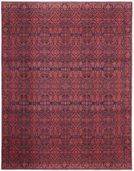 10' x 14' Floral Power Loom Area Rug - Red And Black