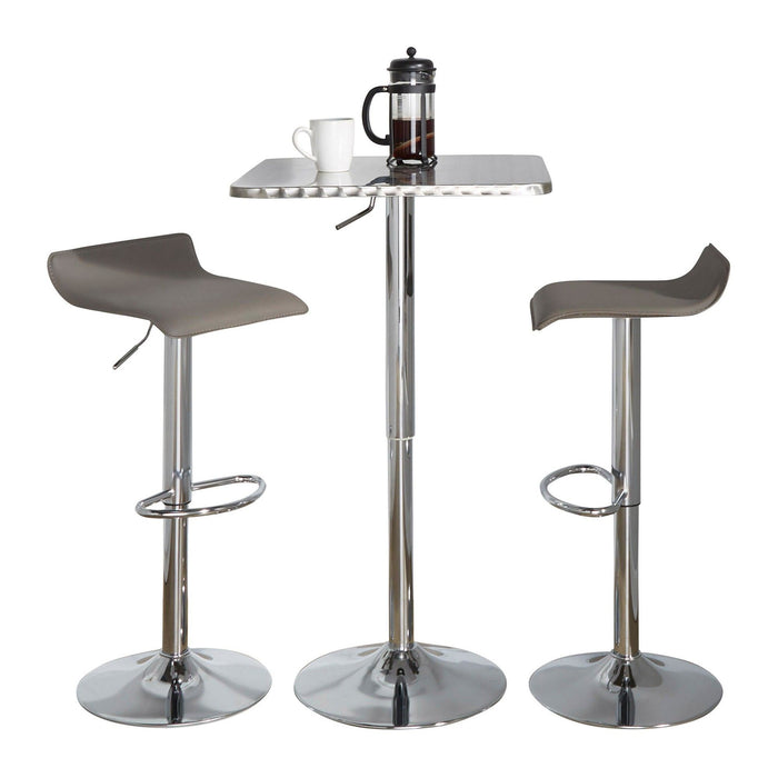 Bistro - Square Ale 3 Piece Bar Set - Chrome Metal