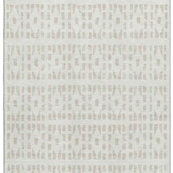 10' X 14' Geometric Washable Area Rug With UV Protection (676272) - Ivory / Beige