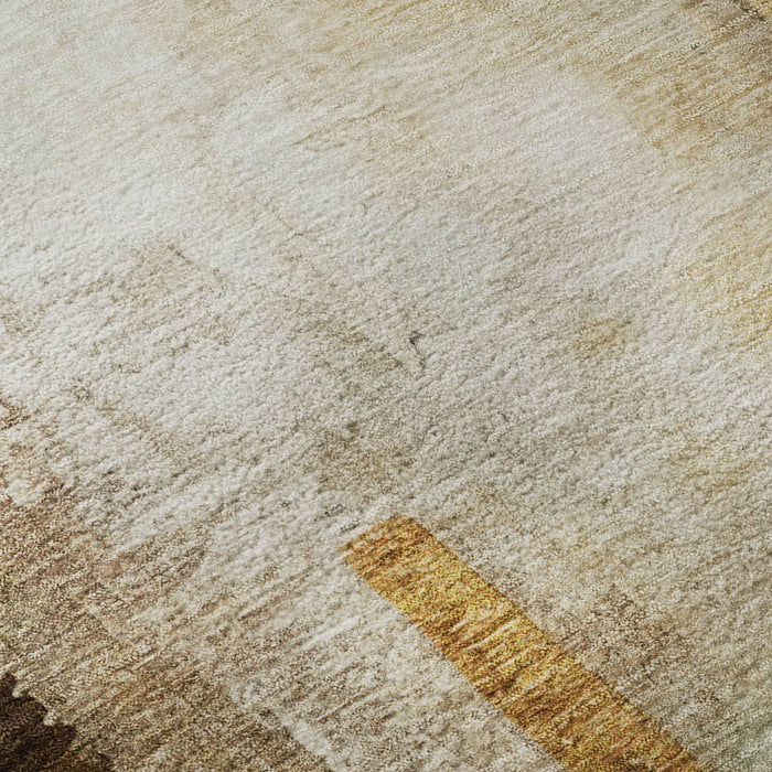 10' X 14' Abstract Washable Area Rug With UV Protection (714805) - Beige / Teal