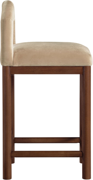 Conrad - Velvet Counter Stool With Brown Legs