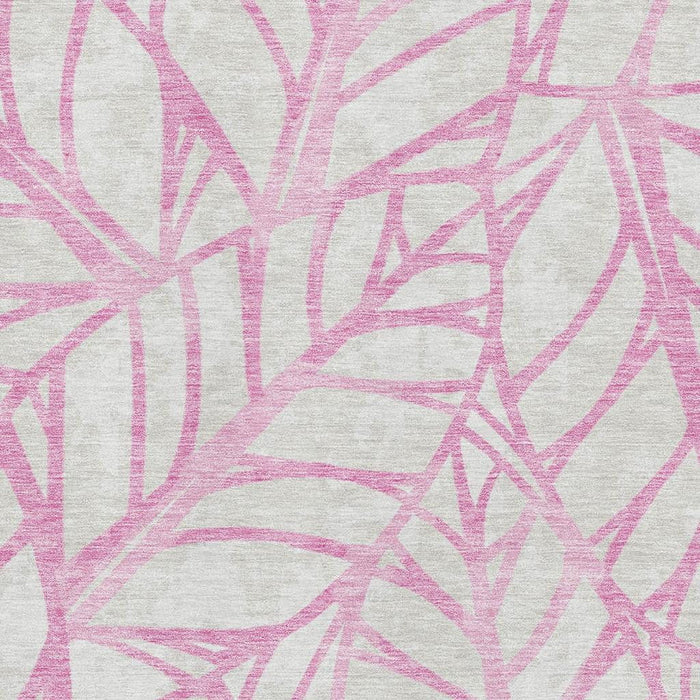 9' X 12' Floral Washable Area Rug With UV Protection - Pink And Beige
