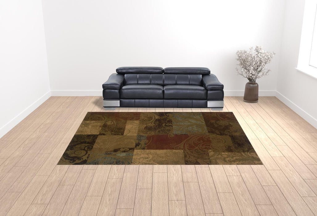 10' x 13' Geometric Power Loom Stain Resistant Area Rug - Green And Red