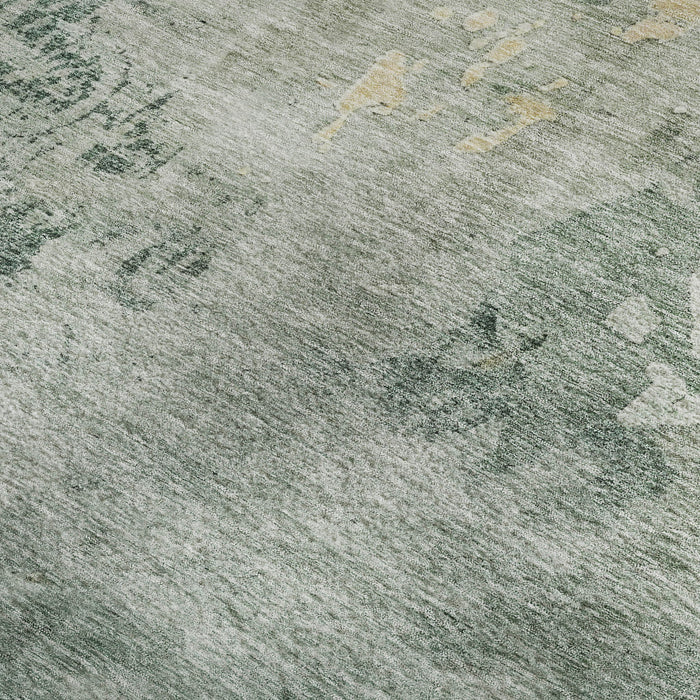 10' X 14' Abstract Washable Area Rug With UV Protection (687077) - Aqua / Wheat