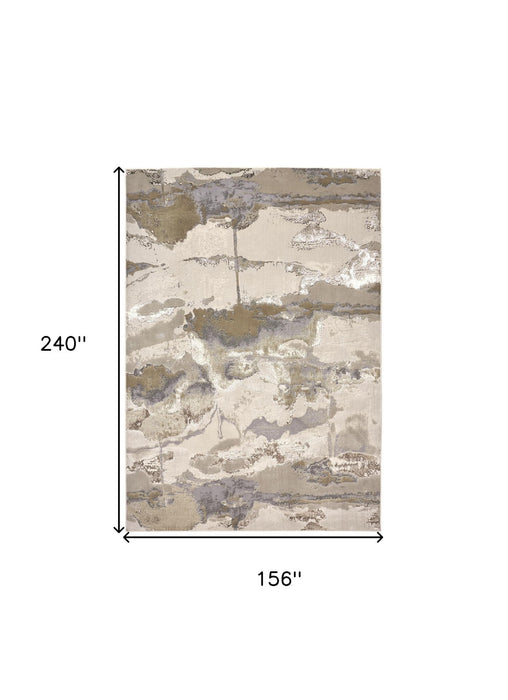 13' x 20' Modern Abstract Area Rug - Gray And Ivory