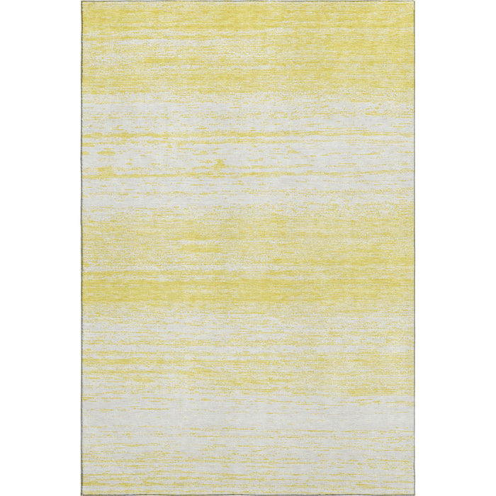 10' X 14' Striped Washable Area Rug With UV Protection (668205) - Yellow / Ivory