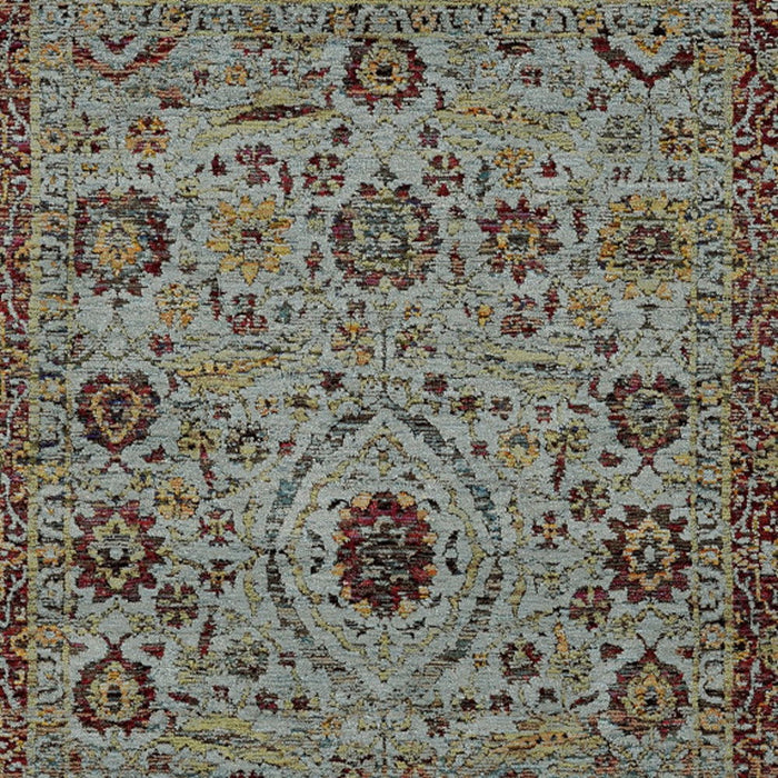 8' x 11' Oriental Power Loom Area Rug - Blue And Green