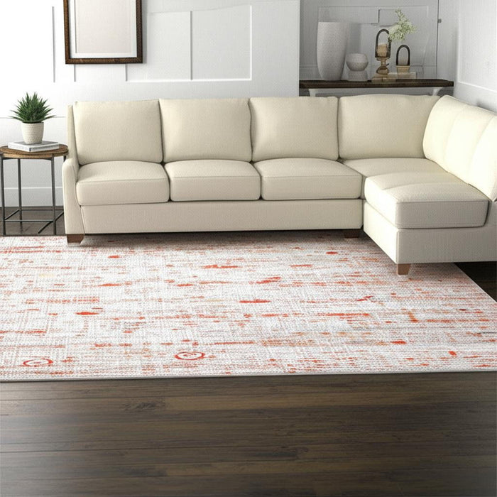 9' X 13' Tribal Washable Area Rug With UV Protection (610091) - Gray / White / Orange