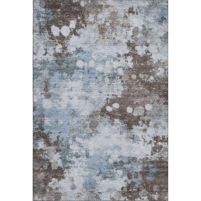10' X 14' Abstract Washable Area Rug With UV Protection (710352) - Sky Blue / Brown