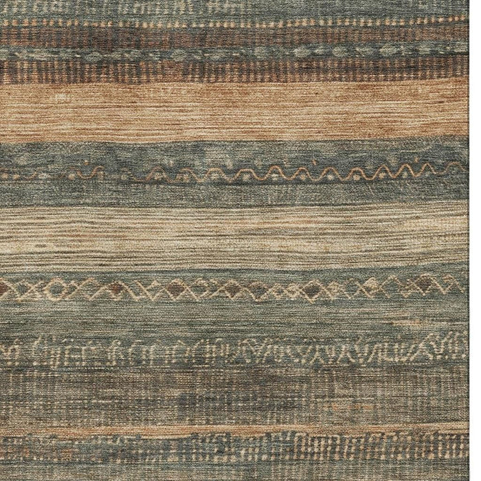 10' X 14' Geometric Washable Area Rug With UV Protection (705617) - Fern Green / Copper