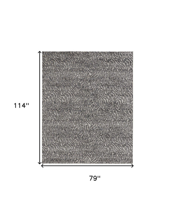 6.6' x 9.5' Abstract Power Loom Area Rug - Ivory And Gray
