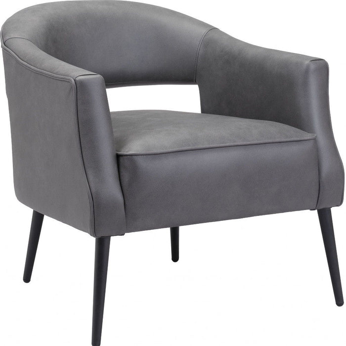 Faux Leather Arm Chair - Gray And Gold