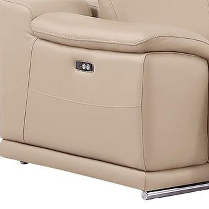 Leather Modular L Shaped 6 Piece Corner Sectional With Console - Beige