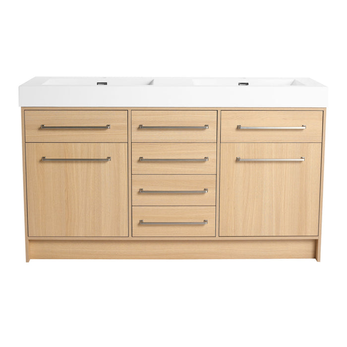 Giga freestanding bathroom vanity with resin sink, soft-closing doors, and drawers, modern bathroom furniture for stylish storage