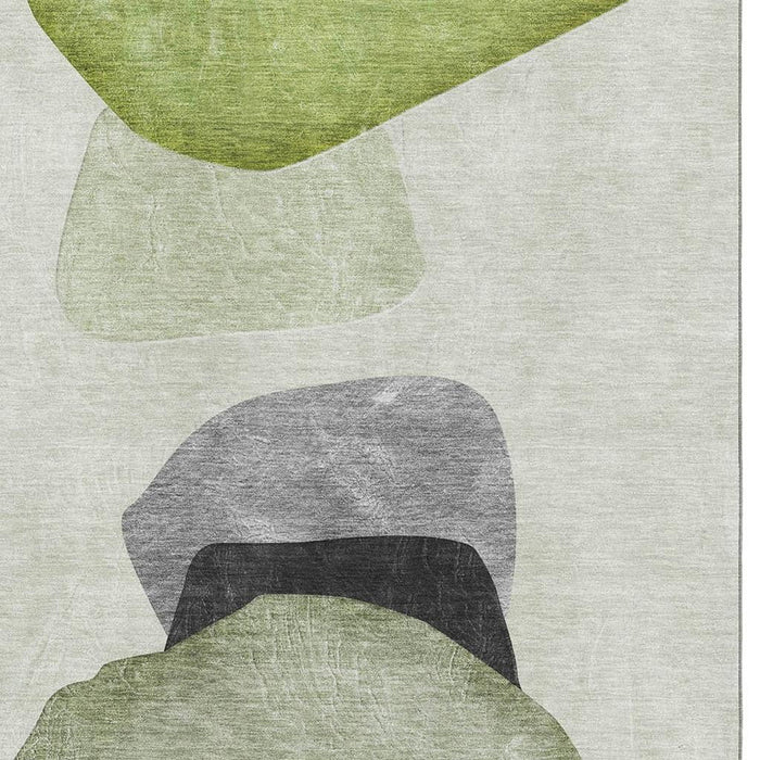 8' X 10' Abstract Washable Area Rug With UV Protection (648482) - Green / Gray