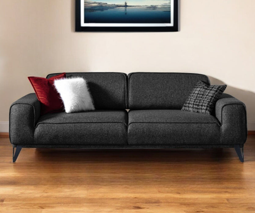 Linen Sleeper Sofa And Toss Pillows With Silver Legs - Dark Gray