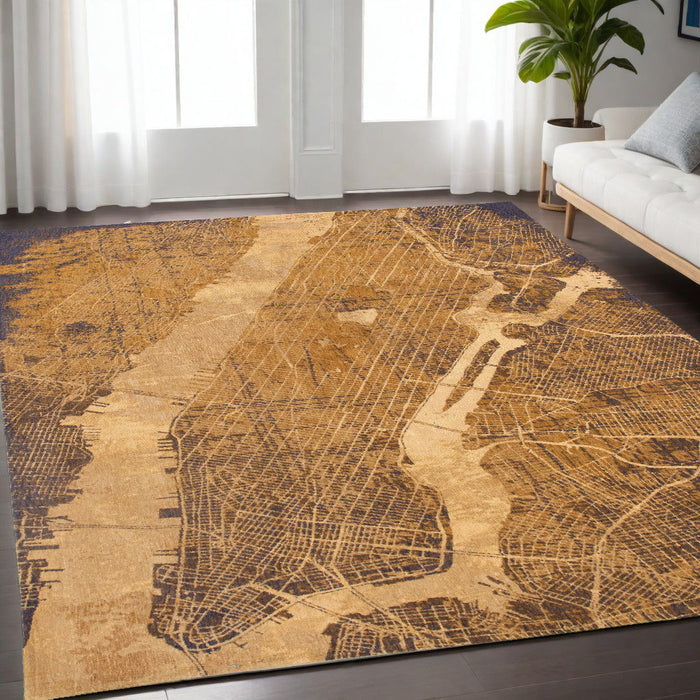 5' x 7' Abstract Non Skid 100% PET Area Rug - Yellow