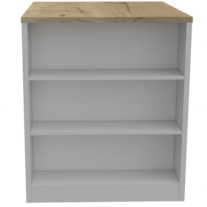 36" Kitchen Island With Storage - White / Natural