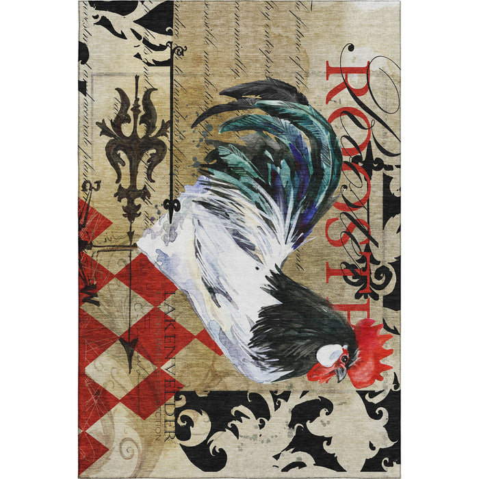 10' X 14' Animal Print Washable Area Rug With UV Protection - Midnight And Beige