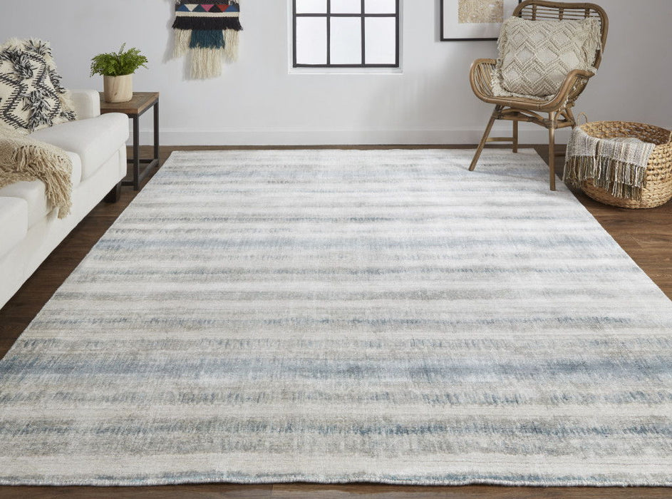 10' x 14' Abstract Hand Woven Area Rug - Gray Blue And Green