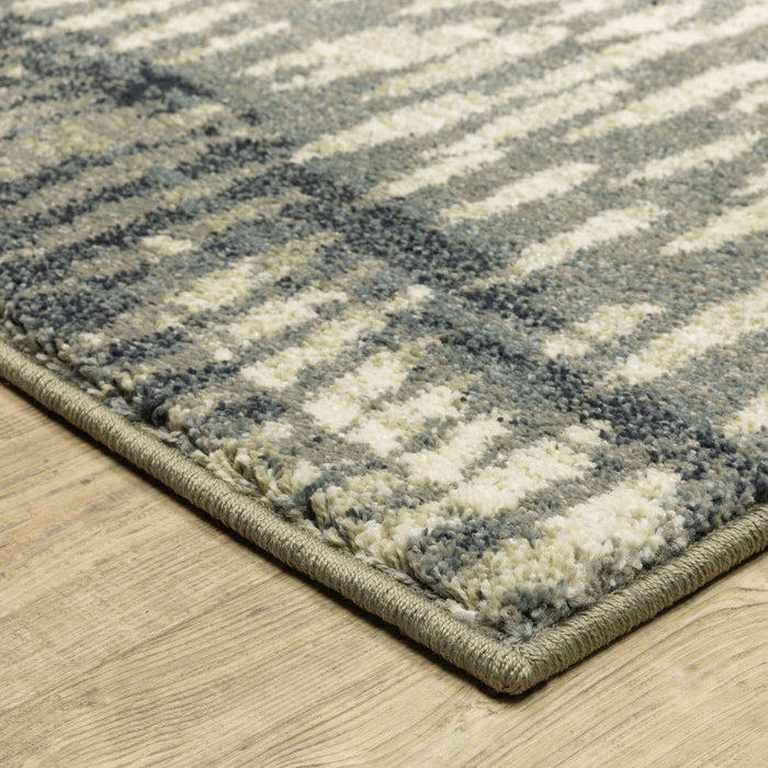 10' x 13' Abstract Power Loom Stain Resistant Area Rug - Gray Beige Blue And Light Blue