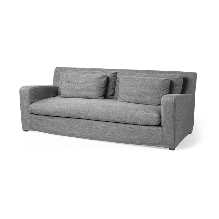 Slipcovered Fabric Sofa With Toss Pillows - Dark Gray