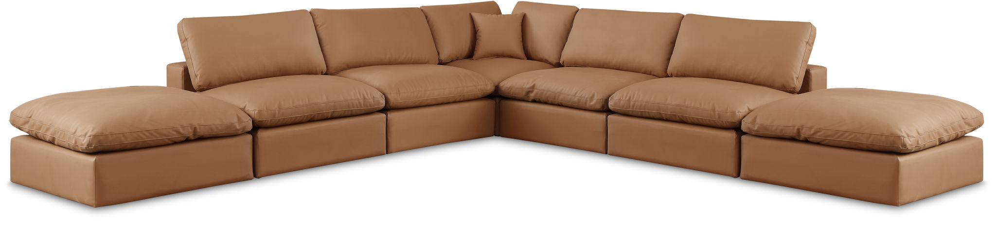 Meridian Furniture Comfy 7-piece faux leather modular corner sectional sofa with plush cushions and modern design.