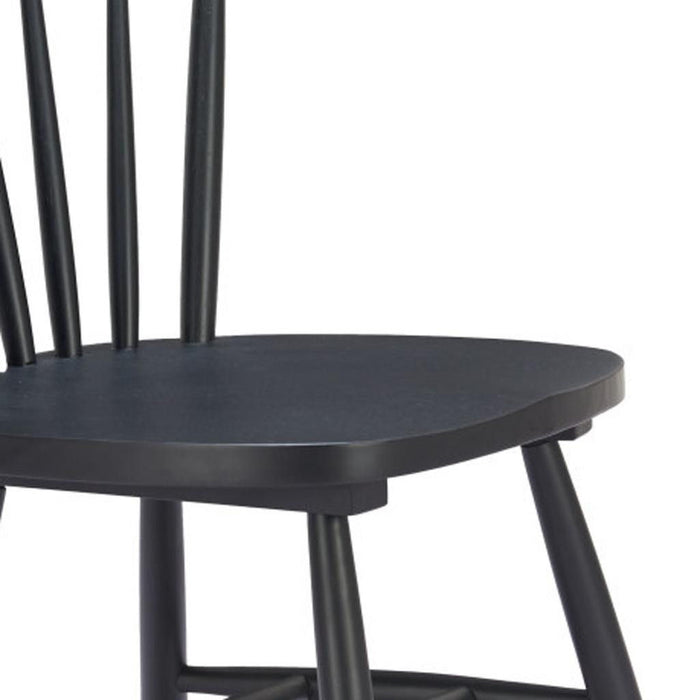 Solid Wood Slat Back Dining Side Chairs (Set of 2) - Black