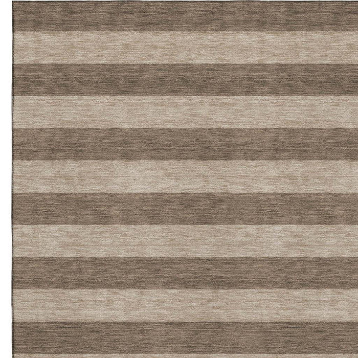 9' X 12' Striped Washable Area Rug With UV Protection (647739) - Coffee / Beige
