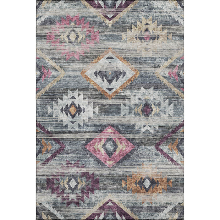 10' X 14' Southwestern Washable Area Rug With UV Protection - Gray