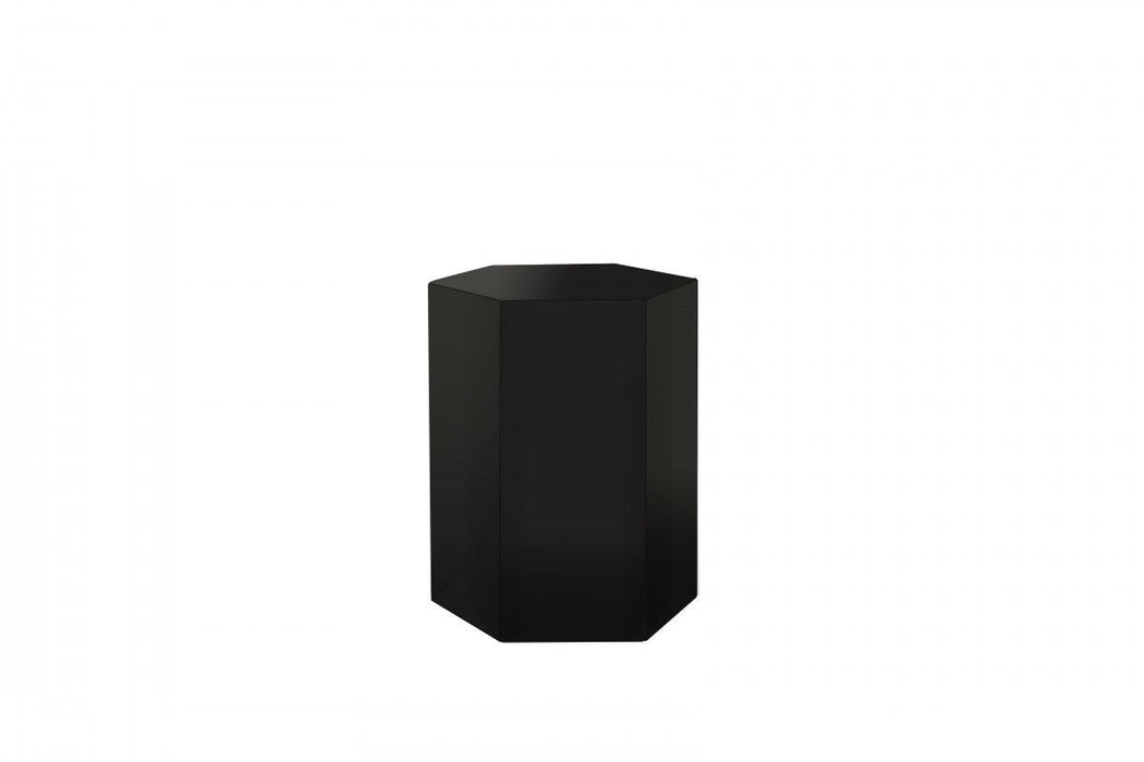 17" High Gloss Manufactured Wood Hexagon End Table - Black